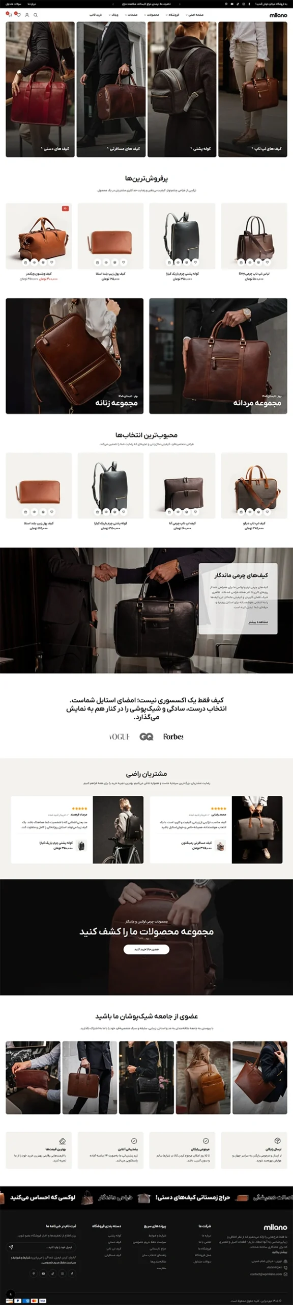 طراحی سایت با دمو فروشگاه کیف