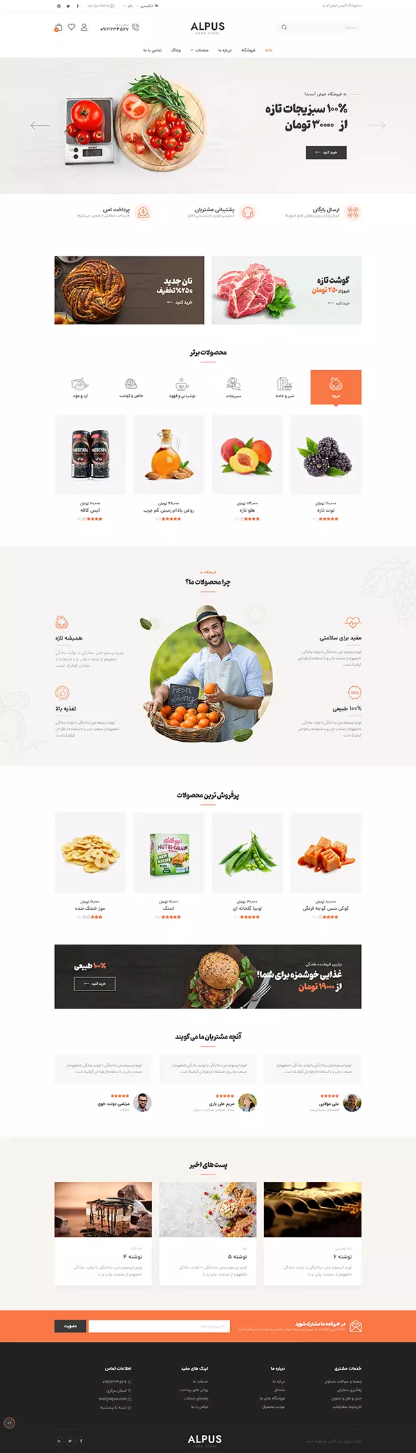 طراحی سایت با دمو فروشگاه موادغذایی